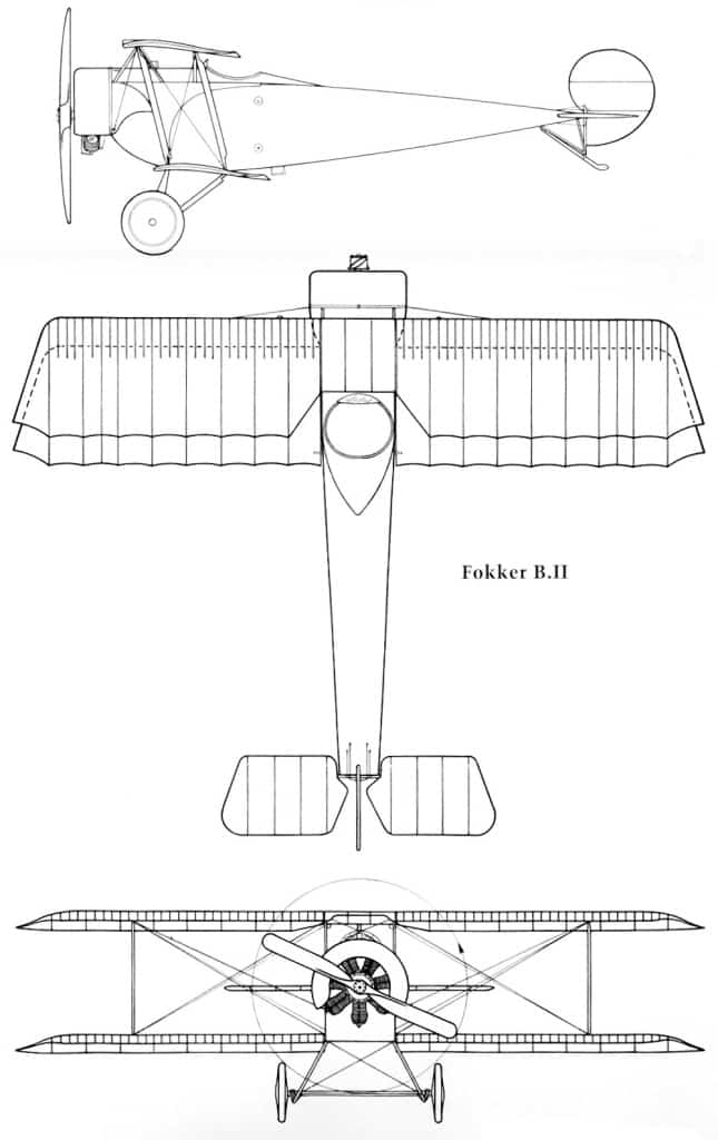 Общий вид истребителя Фоккер B II (M.17K) последних серий. Самолет изображен без вооружения